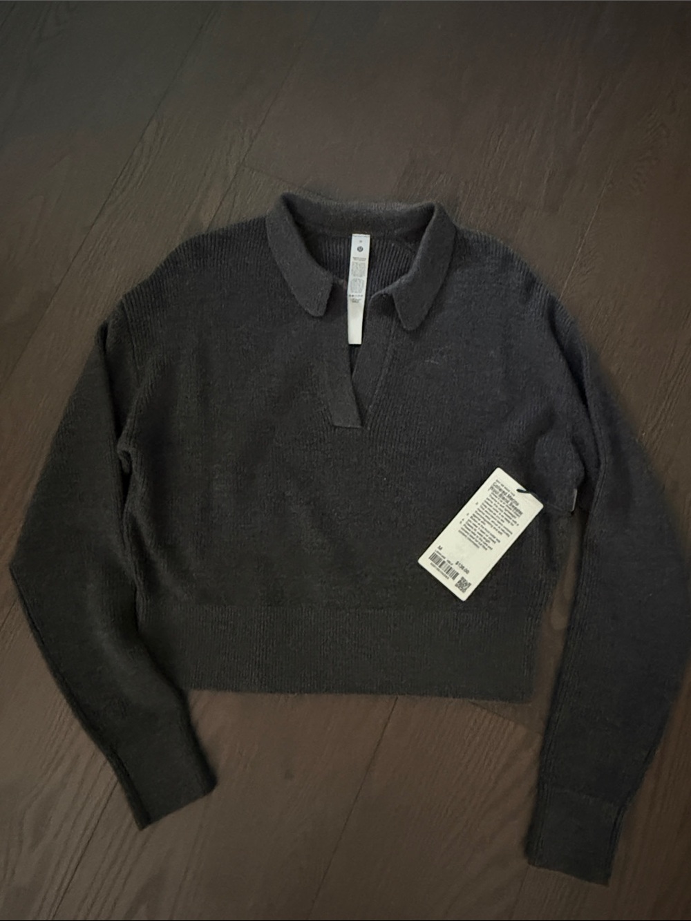 lululemon athletica dark gray Cropped V-Neck Polo Sweater